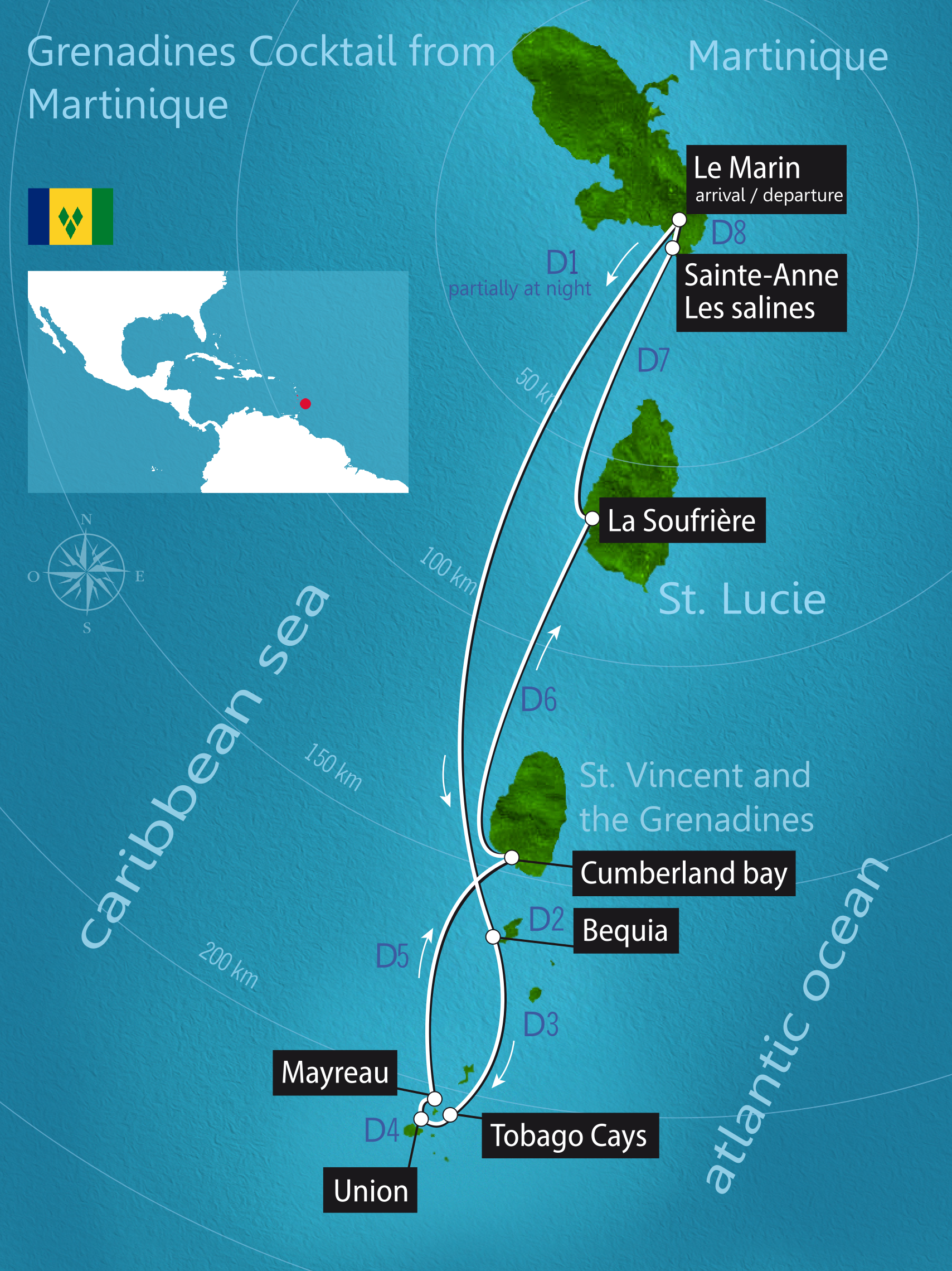 Map Cocktail from Martinique